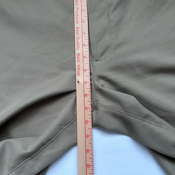 PGA Tour Mens Flat Font High Rise Chino Shorts Slash Pocket Beige - Picture 8 of 9